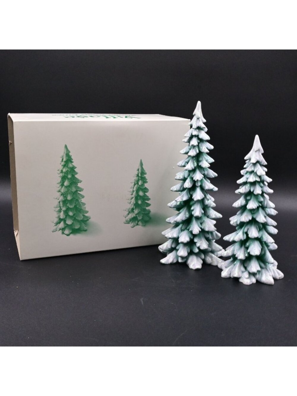 Department 56 Wintergreen Pines Set of 2 Trees 52661 Christmas Village Vintage